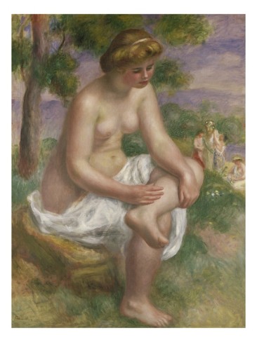 Seated Bather in a Landscape - Pierre-Auguste Renoir painting on canvas